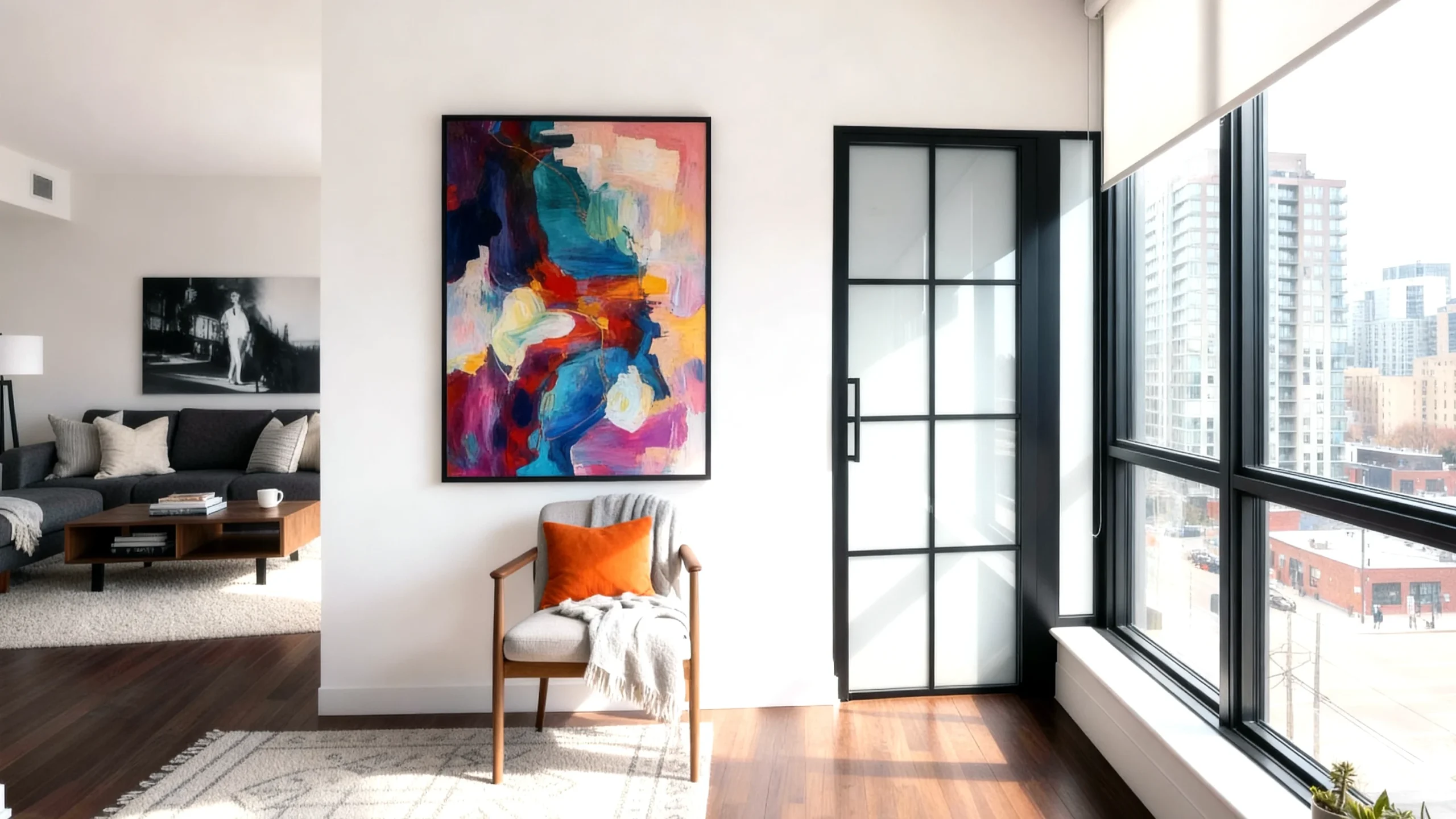 Komandor Lumi aluminum-framed glass partition and sliding door system designed for luxury condo storage and room division. This architectural solution utilizes slim charcoal black anodized aluminum profiles and tempered glass to create a modern boutique aesthetic. The hybrid construction allows for freestanding installation, providing a structurally independent alternative to traditional drywall framing in high-rise environments. Engineered with precision ball-bearing rollers and anti-jump mechanisms, the Lumi system ensures smooth, silent operation for floor-to-ceiling glass walls and sliding partitions.